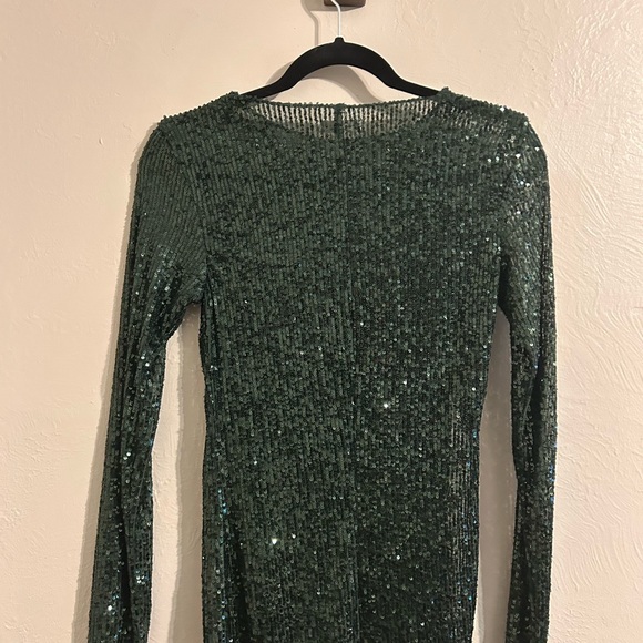 Free People Gold Rush Sparkling Green Long Sleeve top - Picture 2 of 6